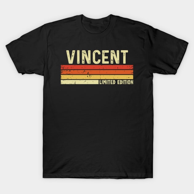 Vincent First Name Vintage Retro Gift For Vincent T-Shirt by CoolDesignsDz